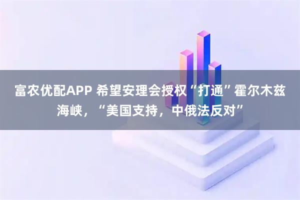 富农优配APP 希望安理会授权“打通”霍尔木兹海峡，“美国支持，中俄法反对”